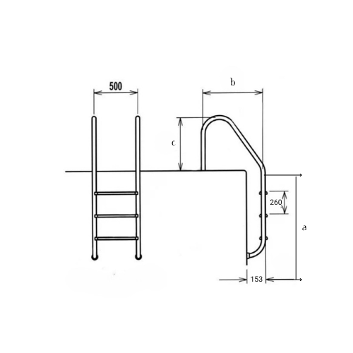 Flexinox Trianon INOX AISI 304 merdevine za bazen sa 3 gazišta