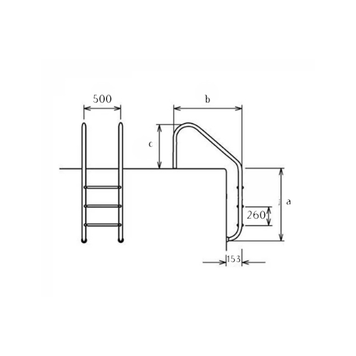 Flexinox Arco INOX AISI 316 merdevine za prelivne bazene sa 3 gazišta