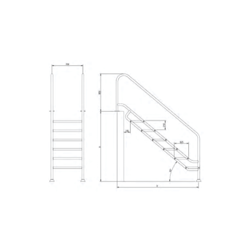 Flexinox merdevine sa velikim gazištem za dubinu od 1390 do 1590 mm