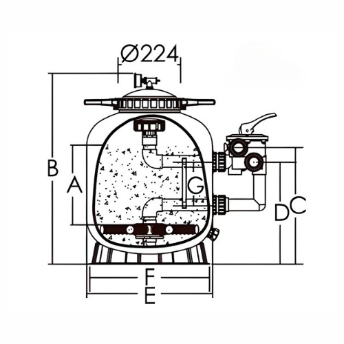 Superpool PRO filter sa bočnim višesmernim ventilom 24,10 / 0,53 m2